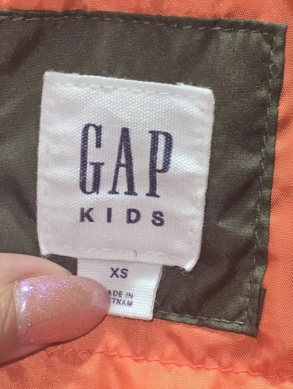GAP Olive Green Kids Bomber Jacket with Orange Interior